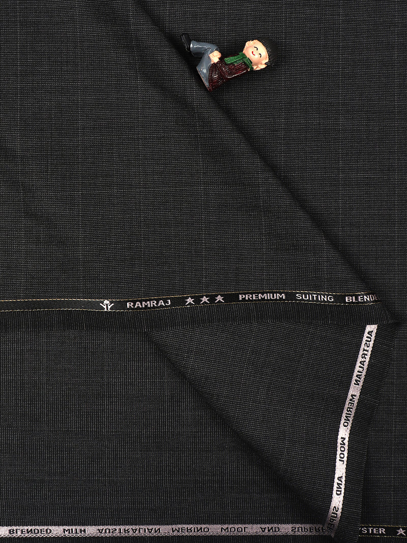 Premium Australian Merino Wool Blended Checked Pants Fabric Grey Mark Wool