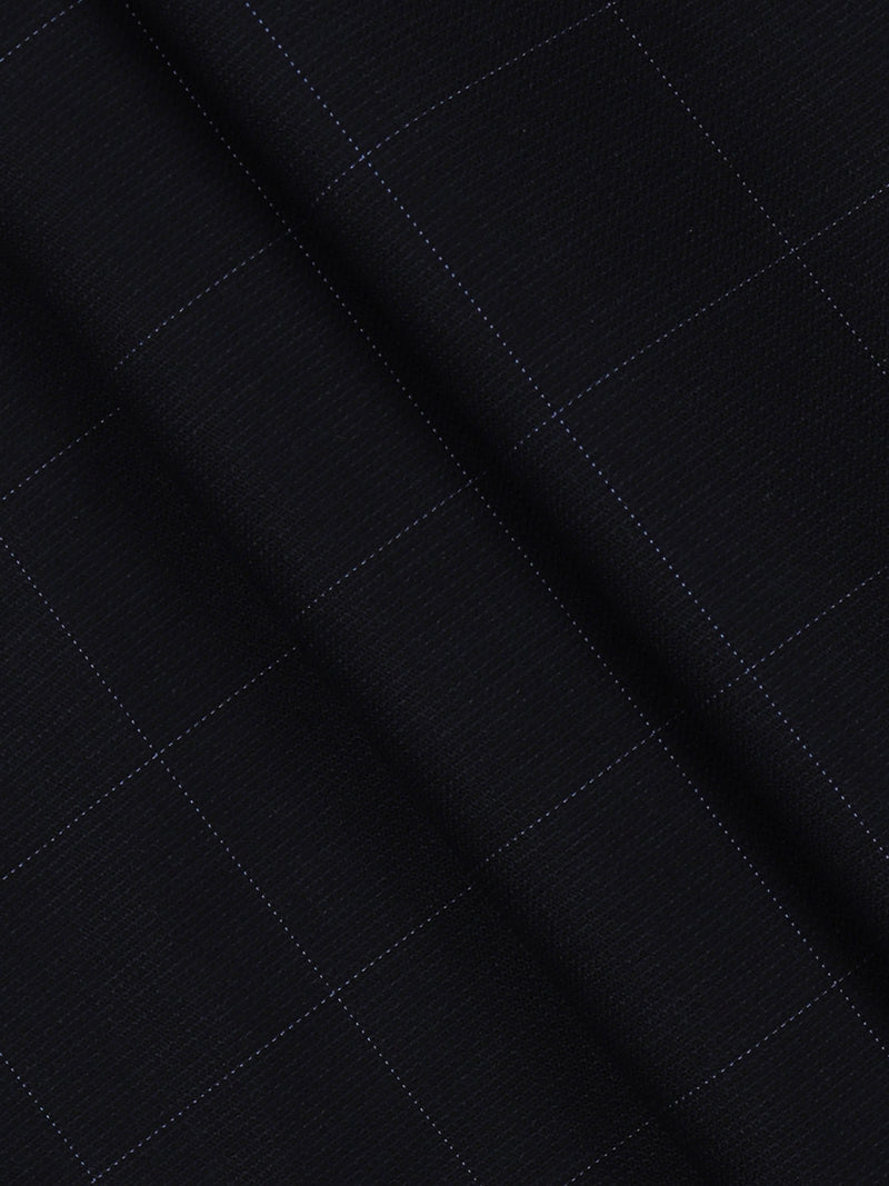 Premium Australian Merino Wool Blended Checked Pants Fabric Navy Mark Wool