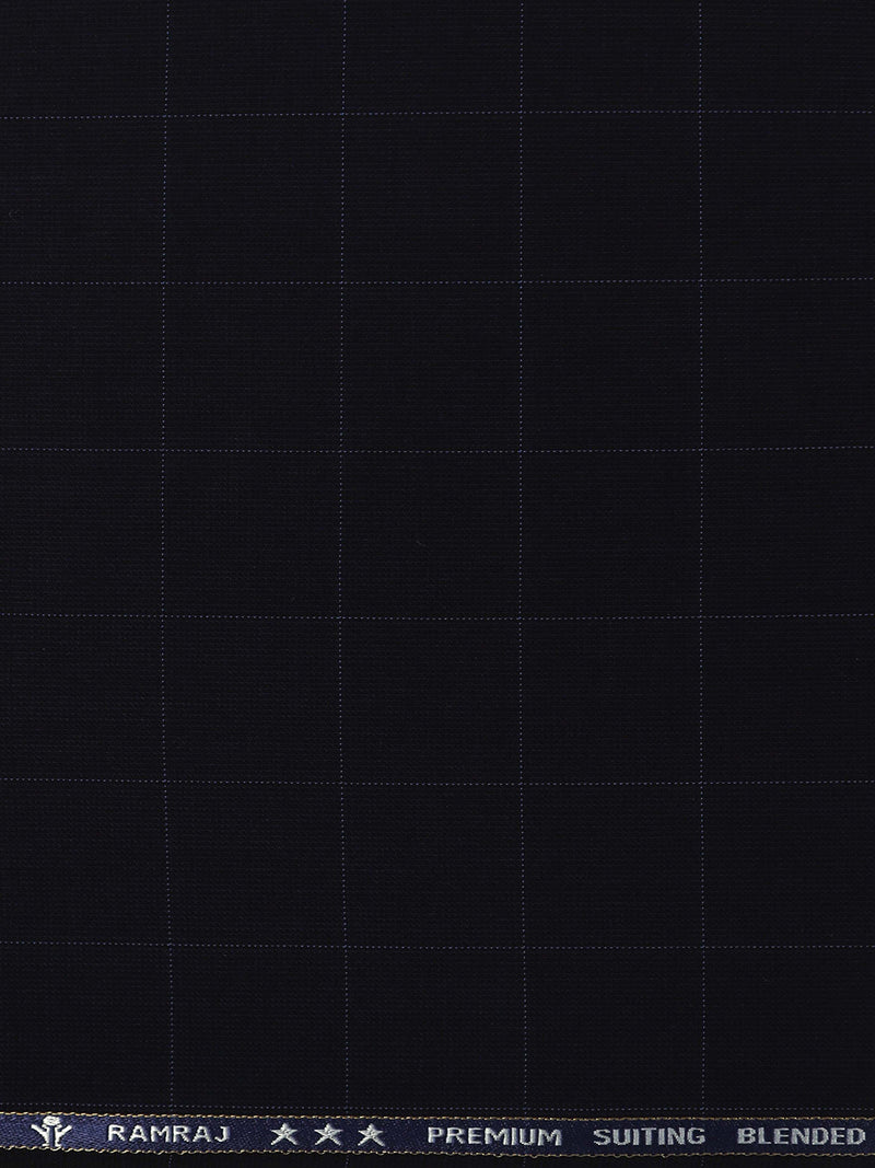 Premium Australian Merino Wool Blended Checked Pants Fabric Navy Mark Wool