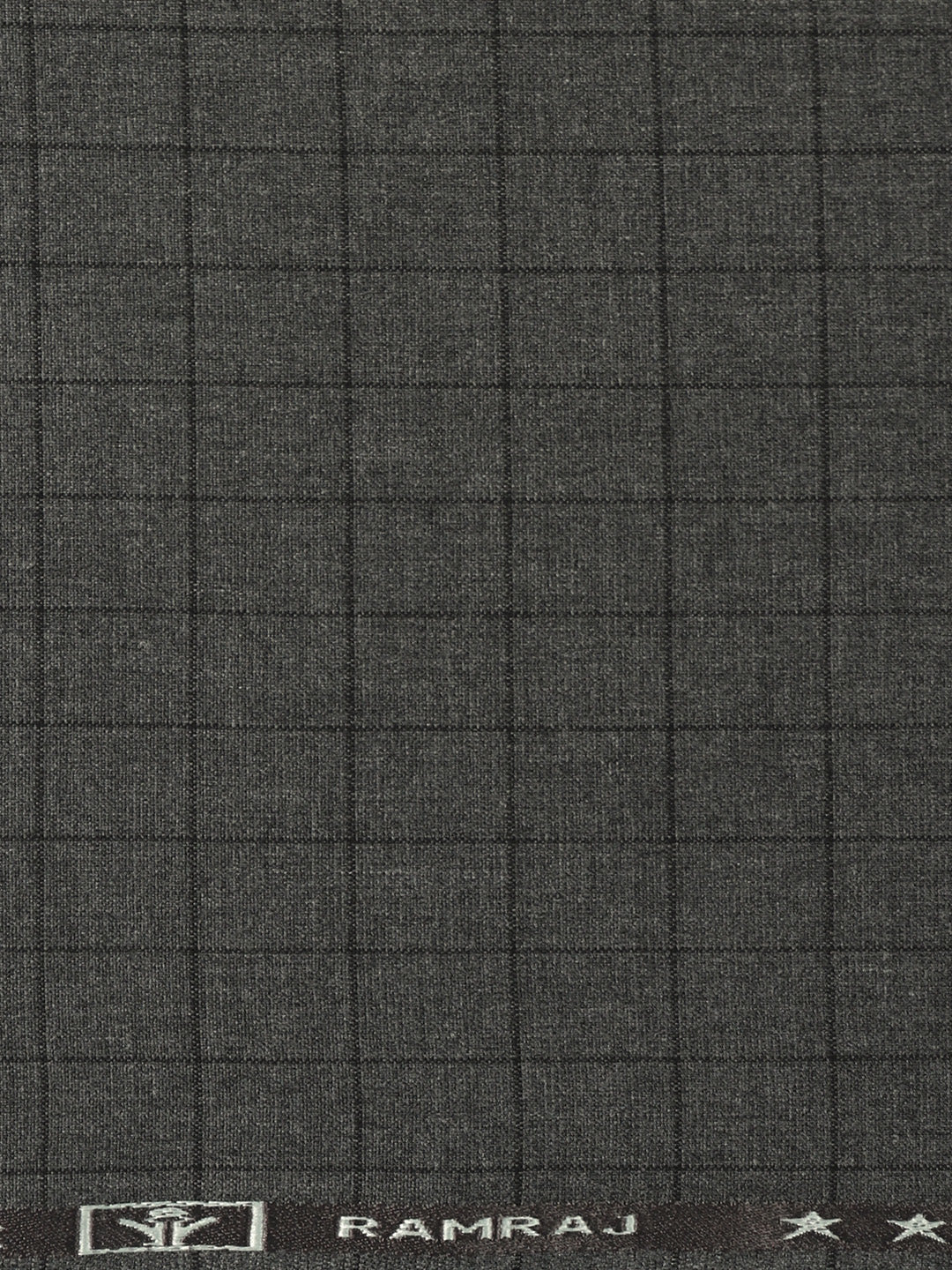 Poly Viscose Blend Checked Stretch Suiting Fabric Dark Grey Enable