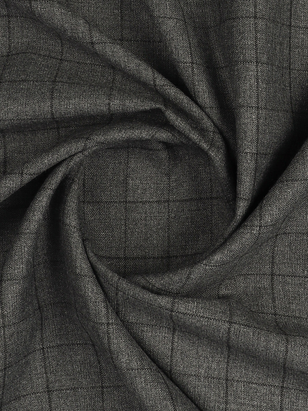 Poly Viscose Blend Checked Stretch Suiting Fabric Dark Grey Enable