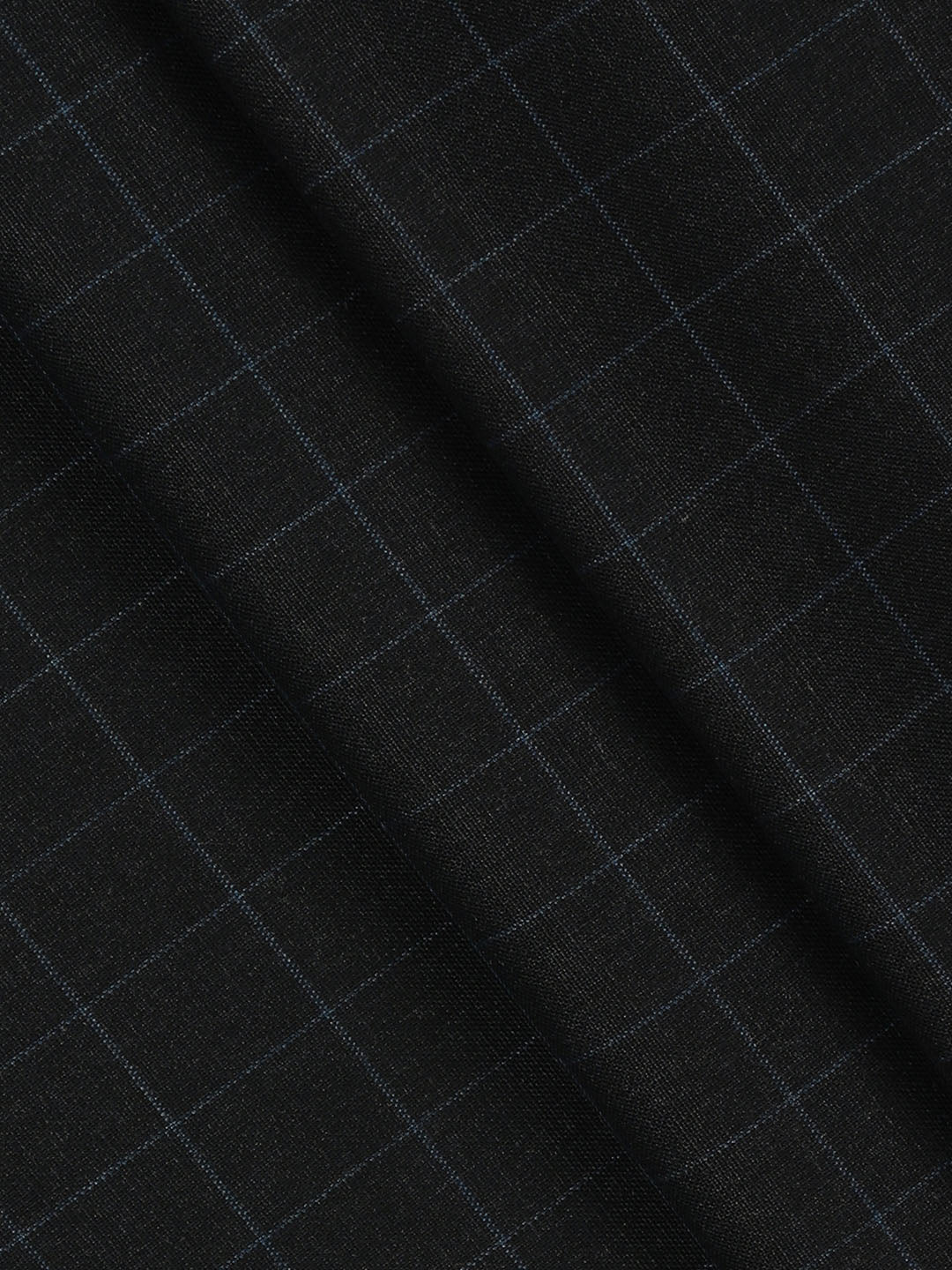 Poly Viscose Blend Checked Stretch Suiting Fabric Navy Blue Enable