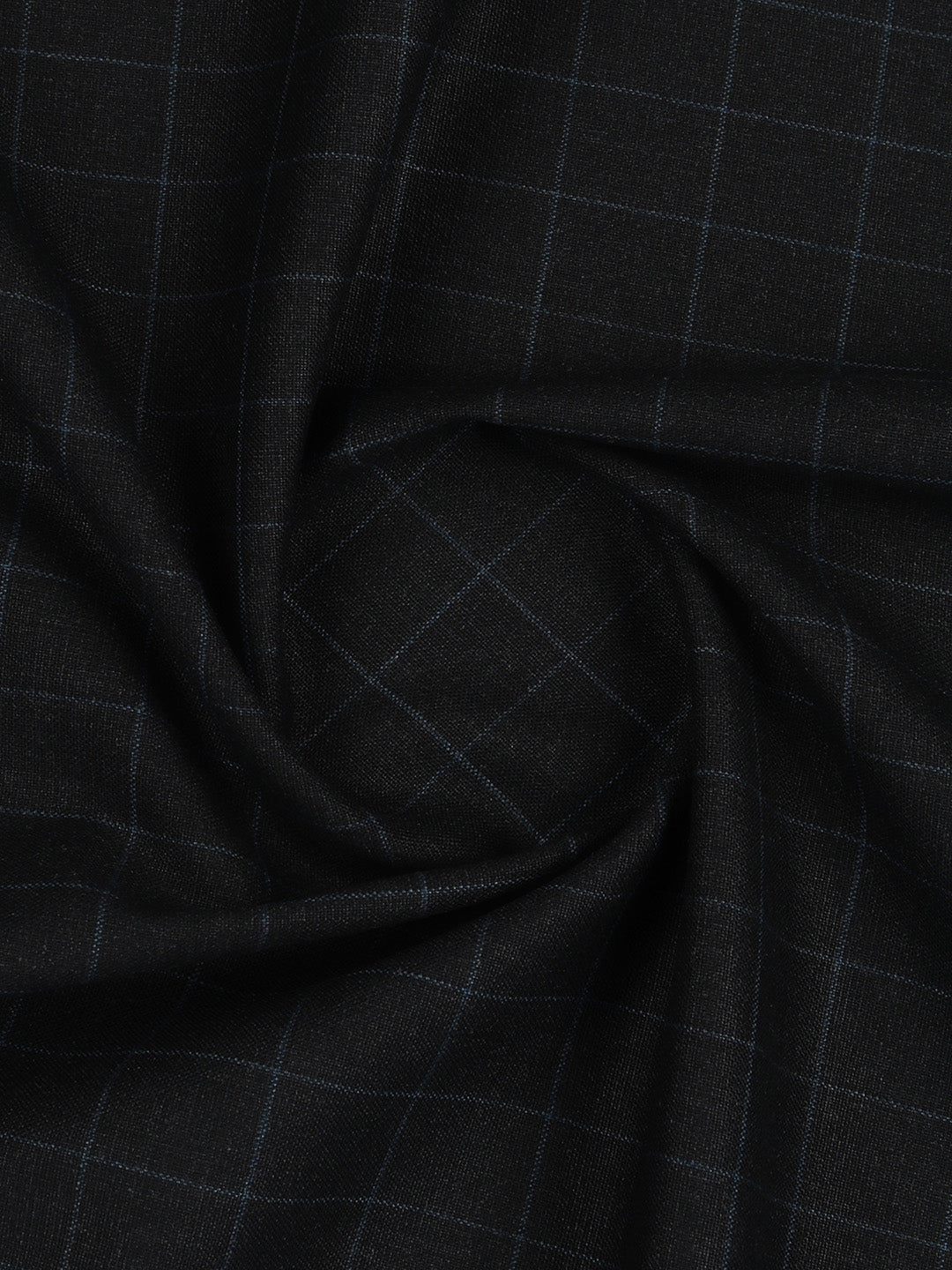 Poly Viscose Blend Checked Stretch Suiting Fabric Navy Blue Enable
