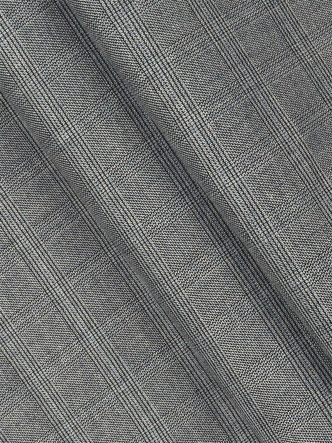 Cotton Smart Look Grey Checked Suiting Fabric-Enable Stretch
