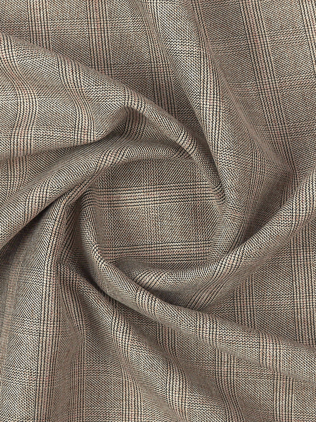 Cotton Smart Look Checked Brown Suiting Fabric-Enable Stretch