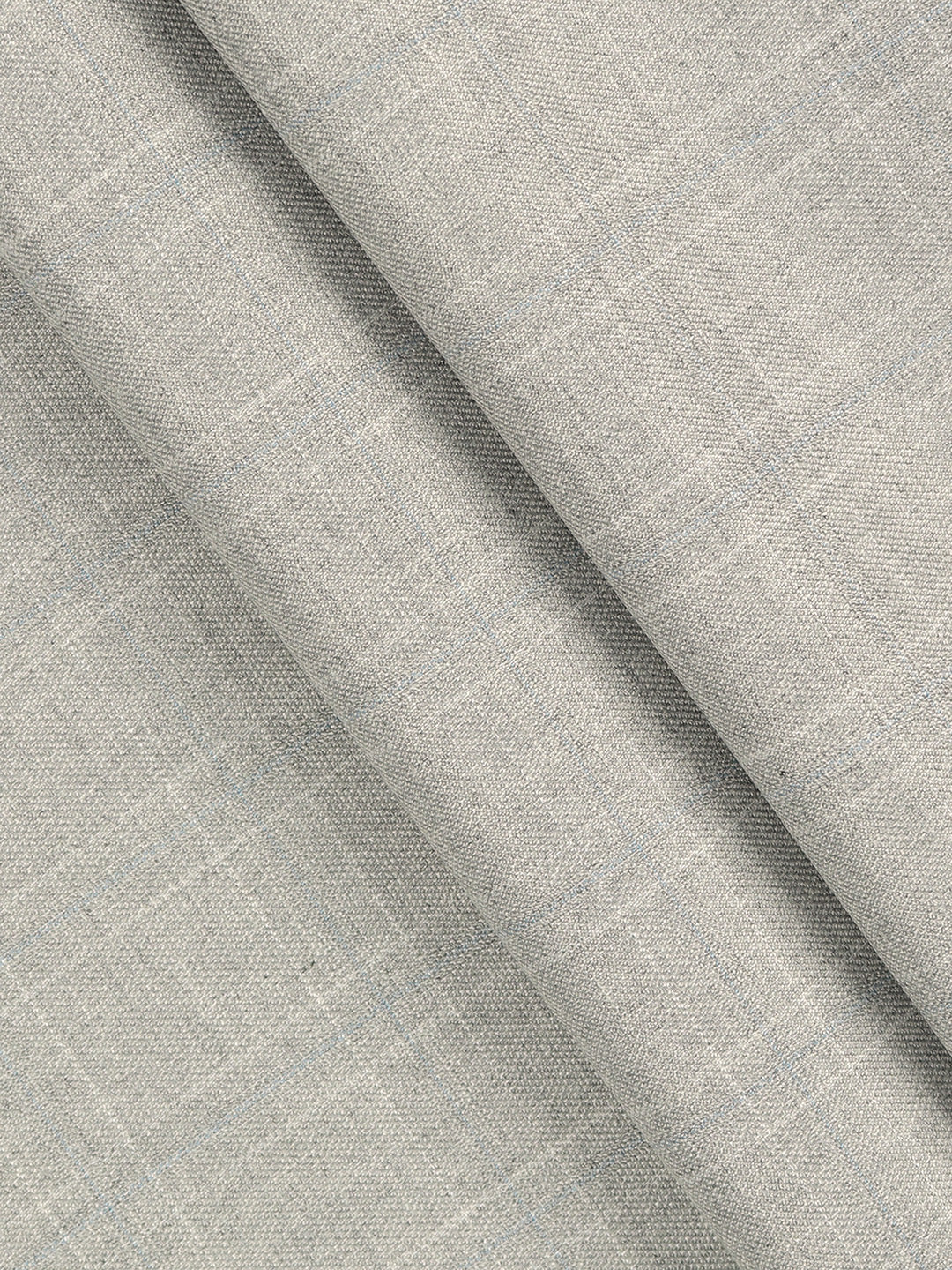 Poly Viscose Blend Checked Stretch Suiting Fabric Light Grey Chronicle