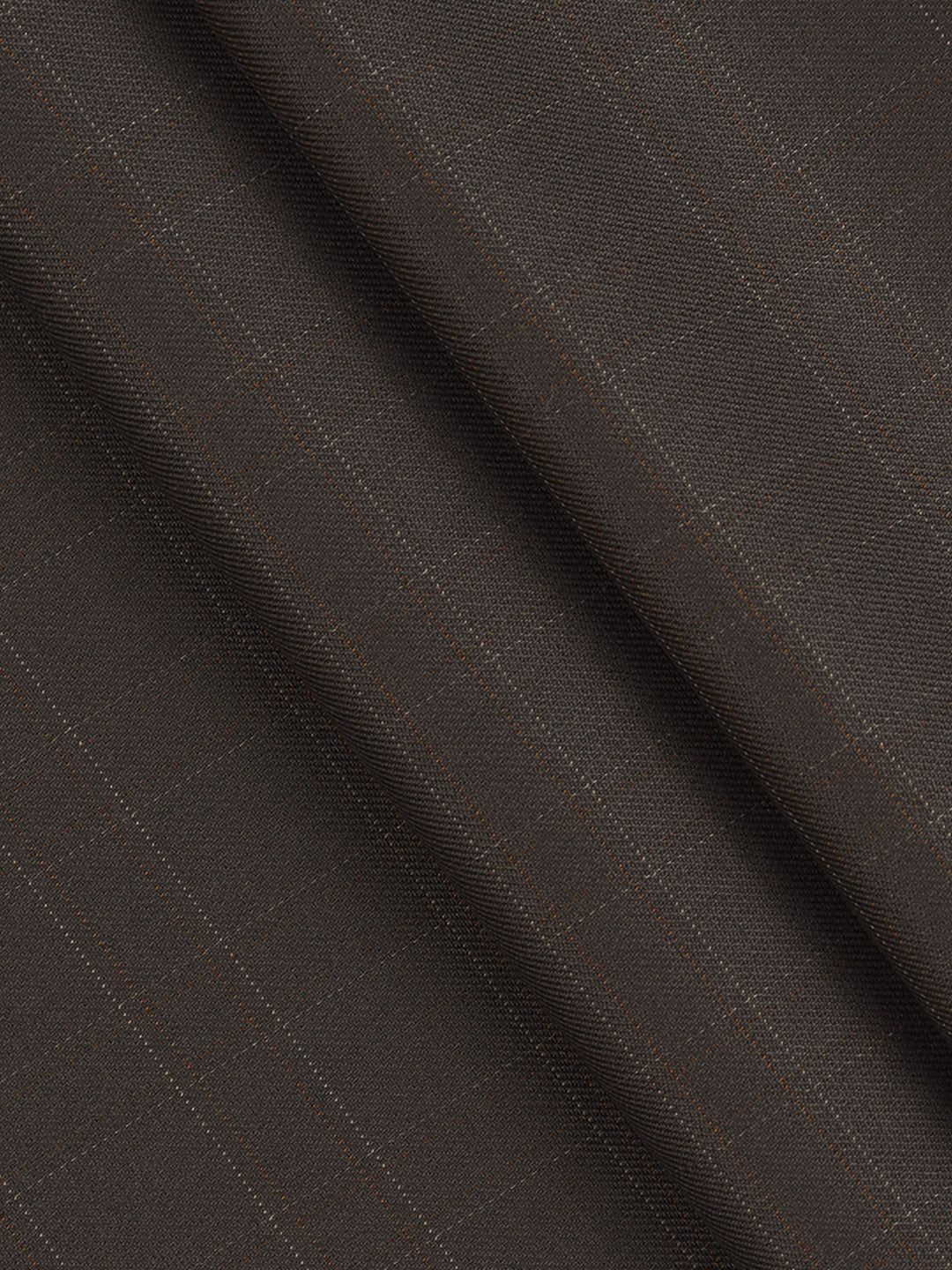 Men Cotton Blend Checks Pants Fabric Dark Brown Icle Stretch