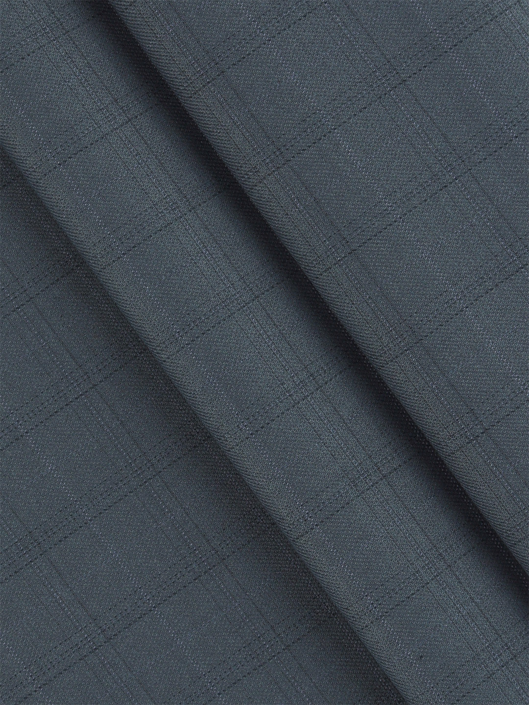 Men Cotton Blend Checks Pants Fabric Bluish Grey Icle Stretch