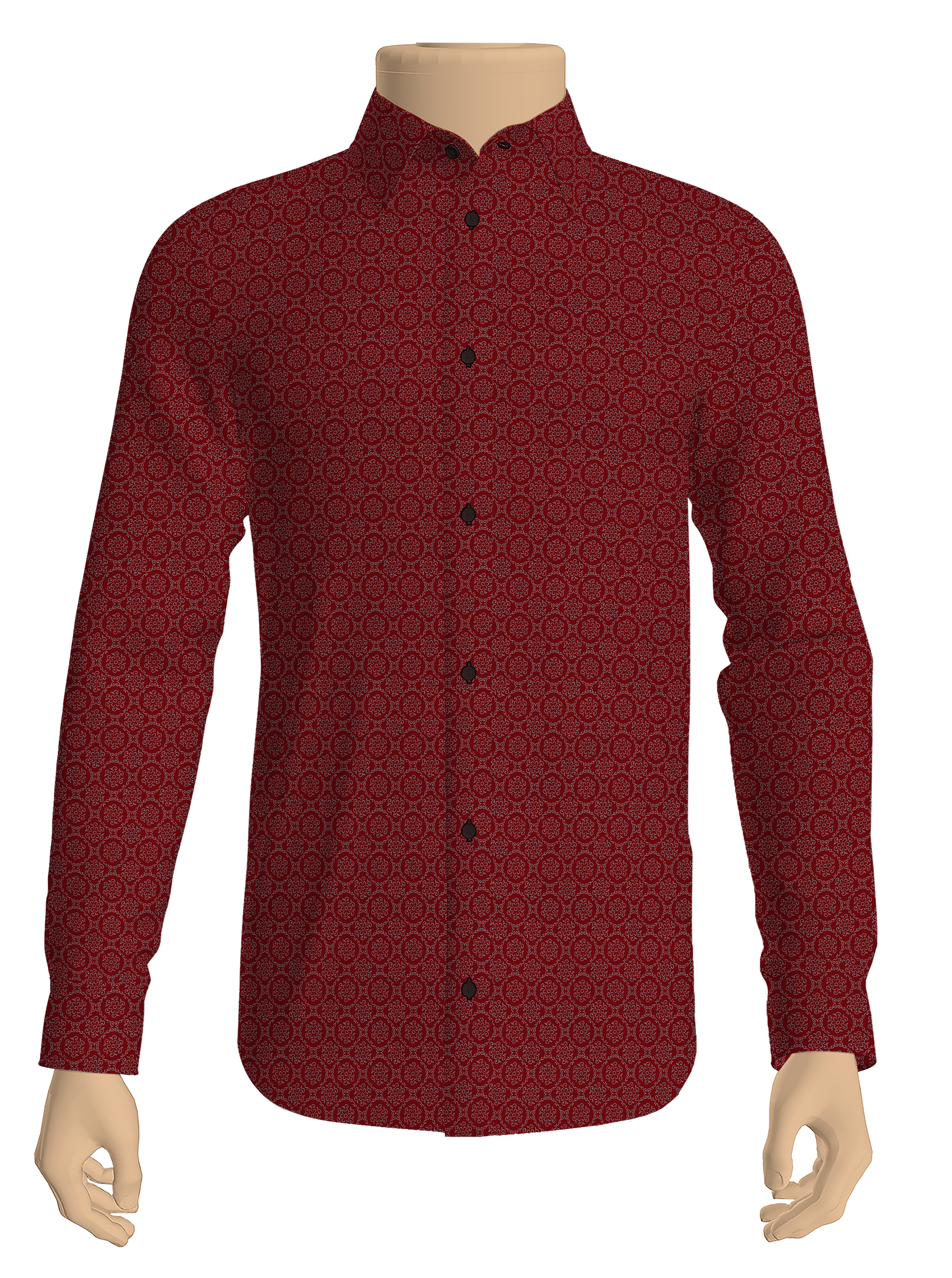 100% Cotton Maroon Flower Printed Shirt Fabric Alpha 