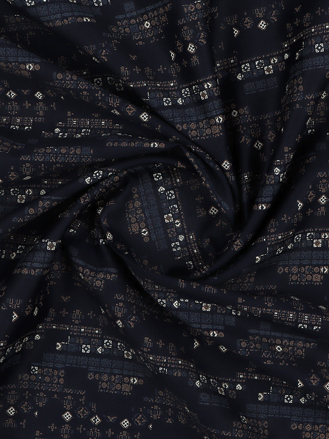 100% Cotton Blue Over All Printed Shirt Fabric Alpha-Close view