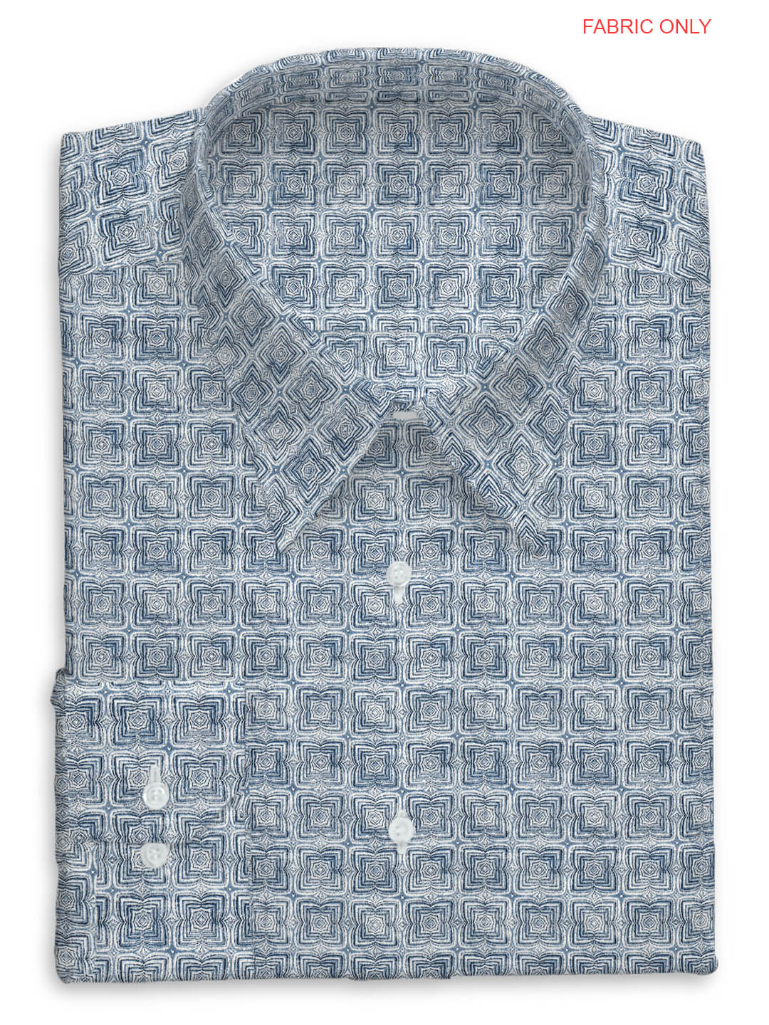 Cotton Navy Blue Box type Printed All-over Print Shirt Fabric OSLO