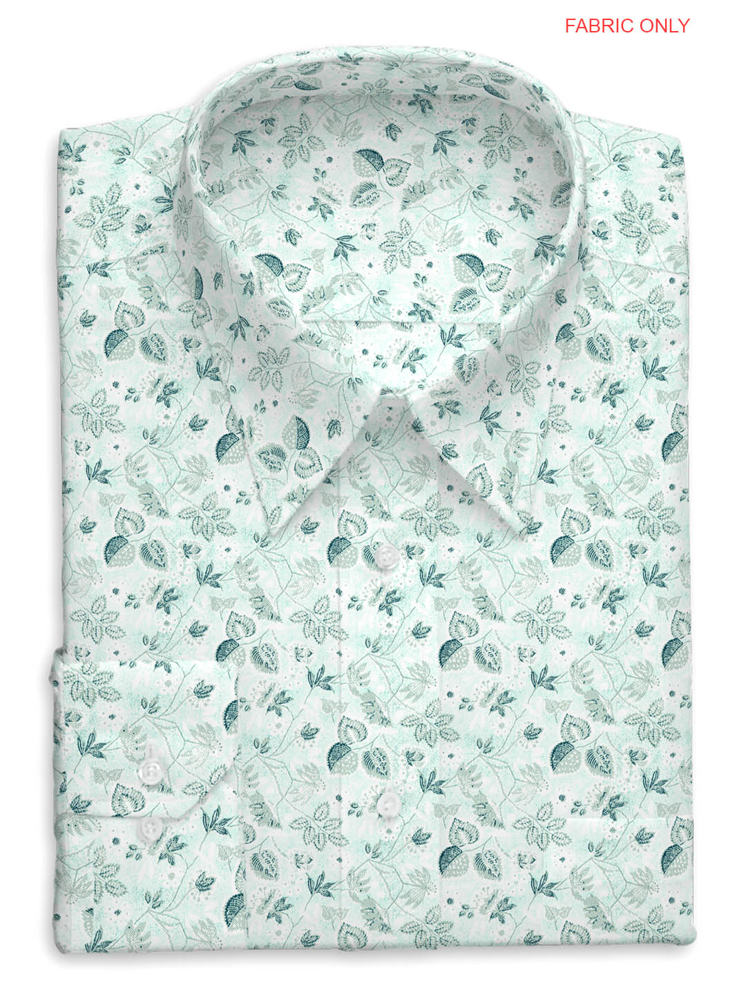 Cotton Green Flowered  All-over Print Shirt Fabric OSLO
