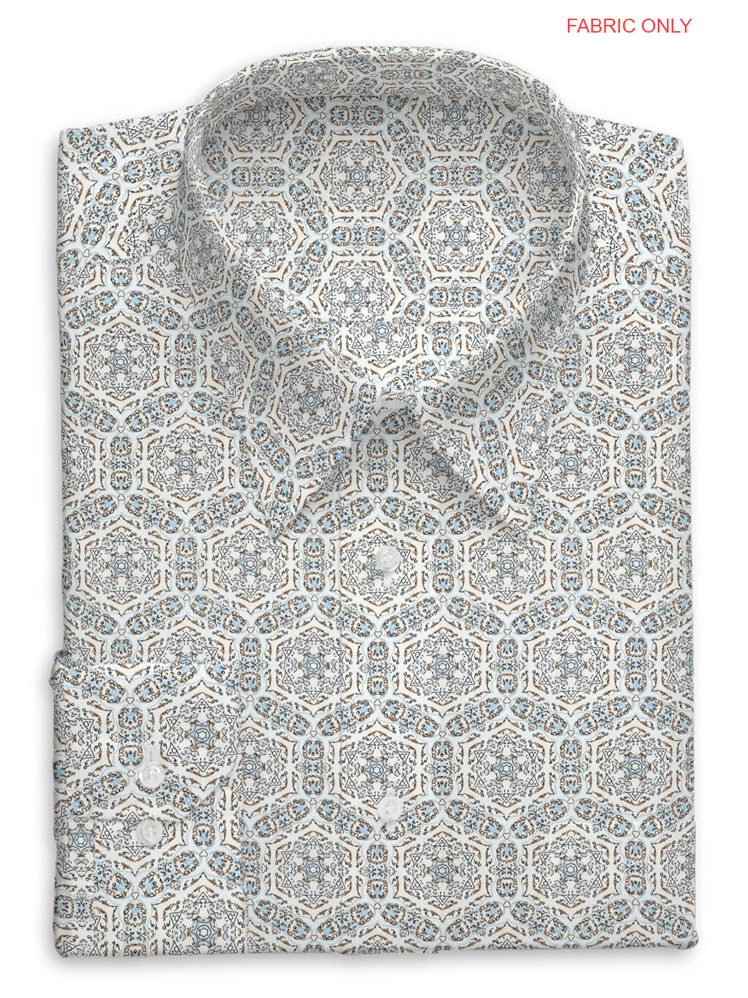 Cotton White with Blue All-over Print Shirt Fabric OSLO