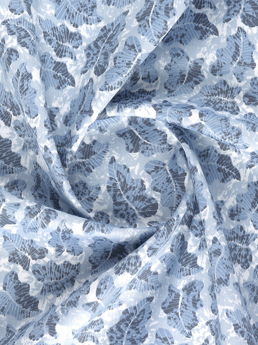 Men 100% Cotton Grey with Blue Printed Shirt Fabric Oslo