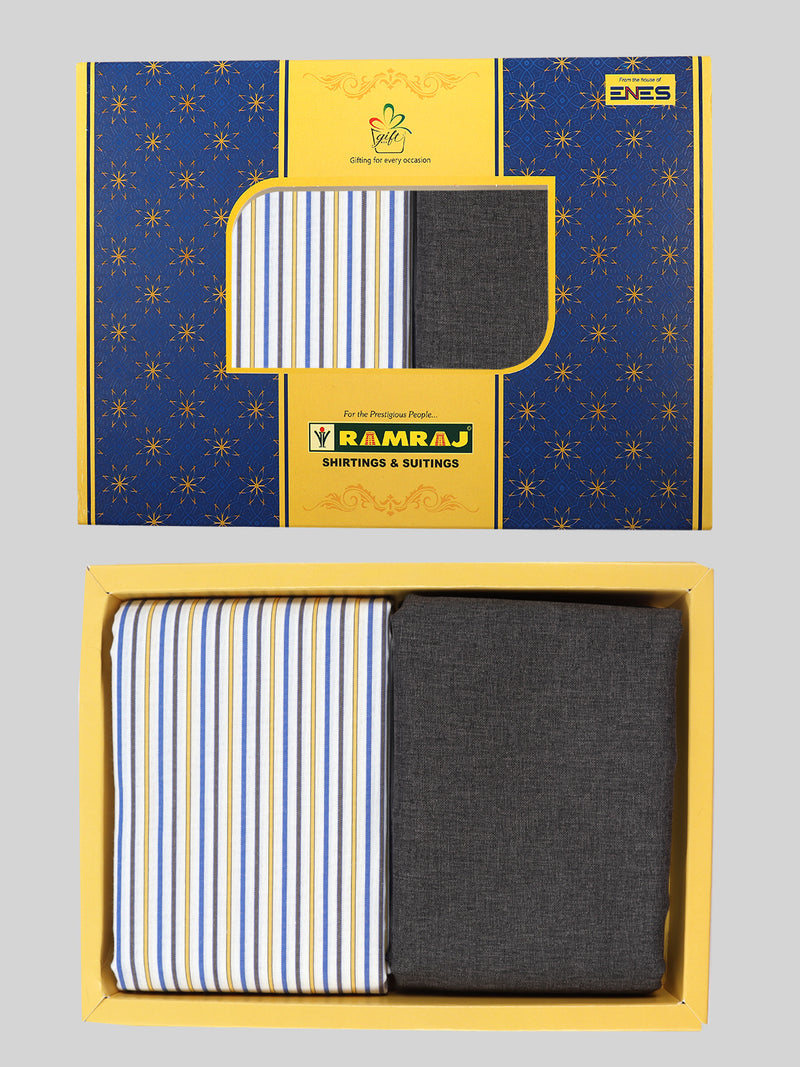 Cotton Striped Shirting & Suiting Gift Box Combo ME88