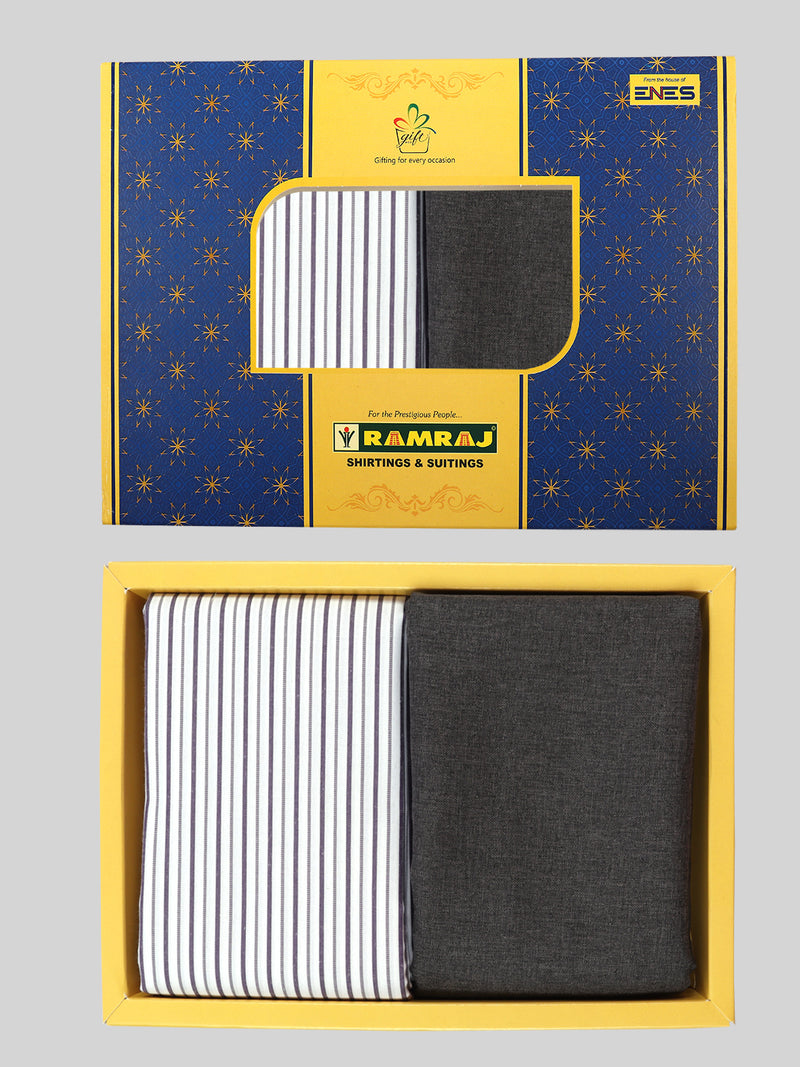 Cotton Striped Shirting & Suiting Gift Box Combo ME100