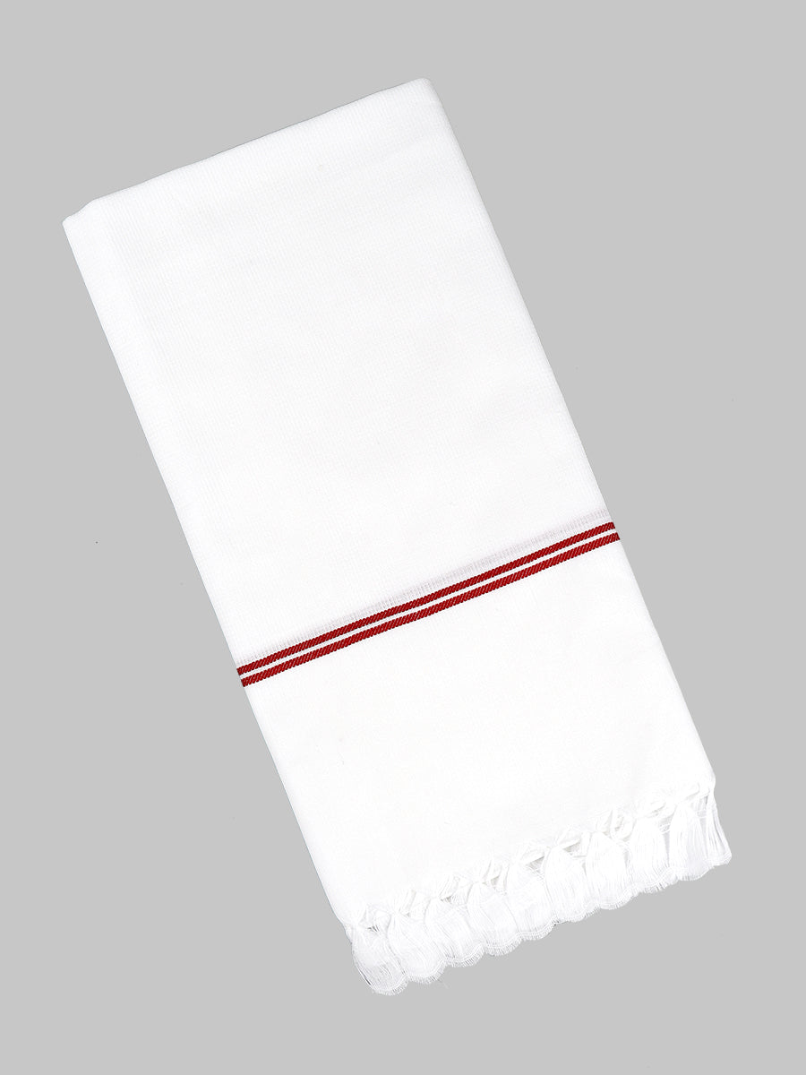 Cotton White Bath Towel Special Matty (2 PCs Pack)-Red