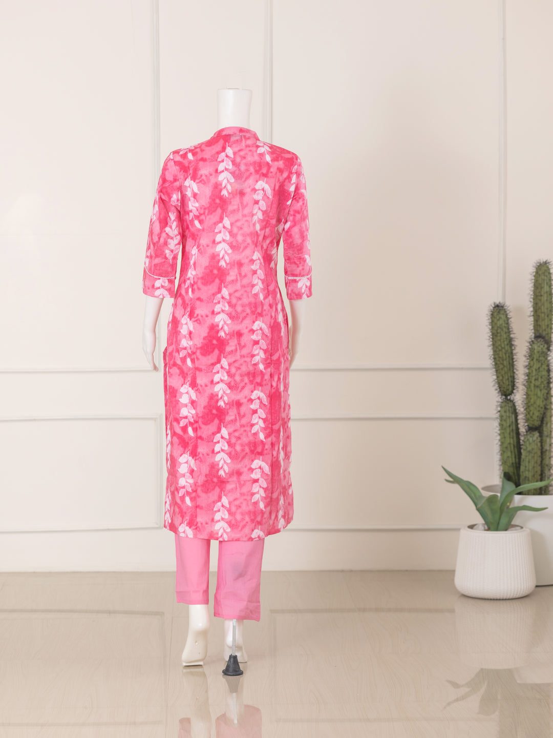 Women Pink Cotton Kurti Set EKS59