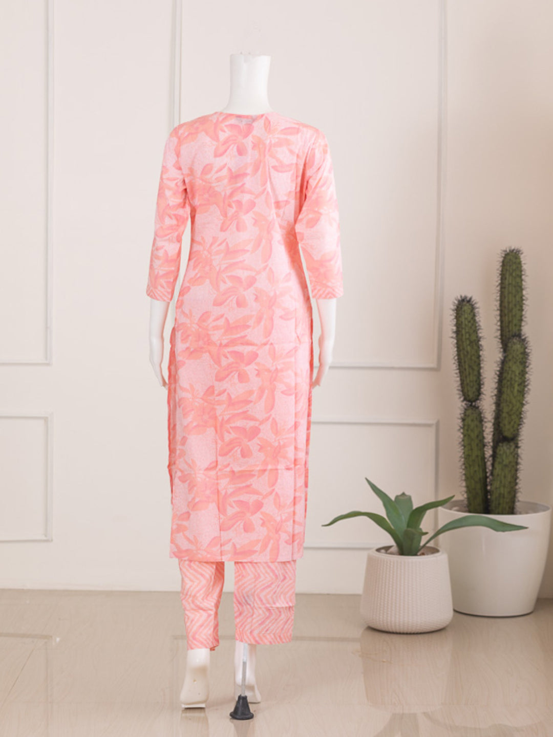 Women Pink Cotton Kurti Set EKS68