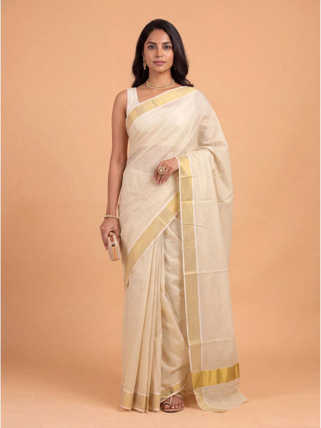 Couple Combo Gold Shirt & Dhoti Set with Saree KLS52