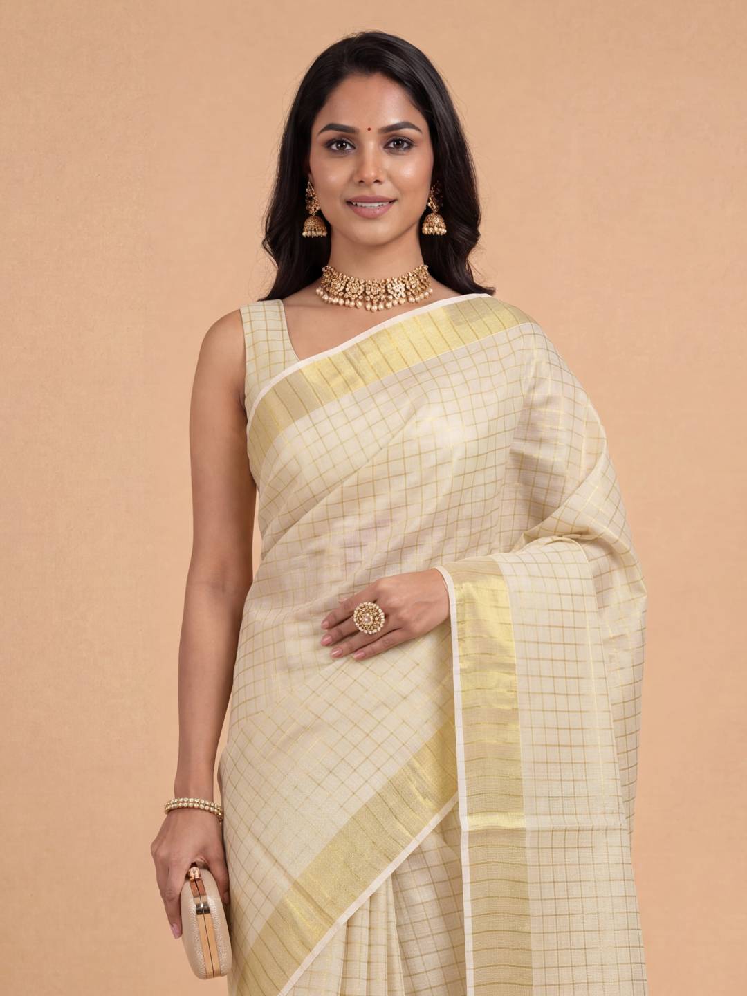 Couple Combo Gold Shirt & Dhoti Set with Saree KLS60
