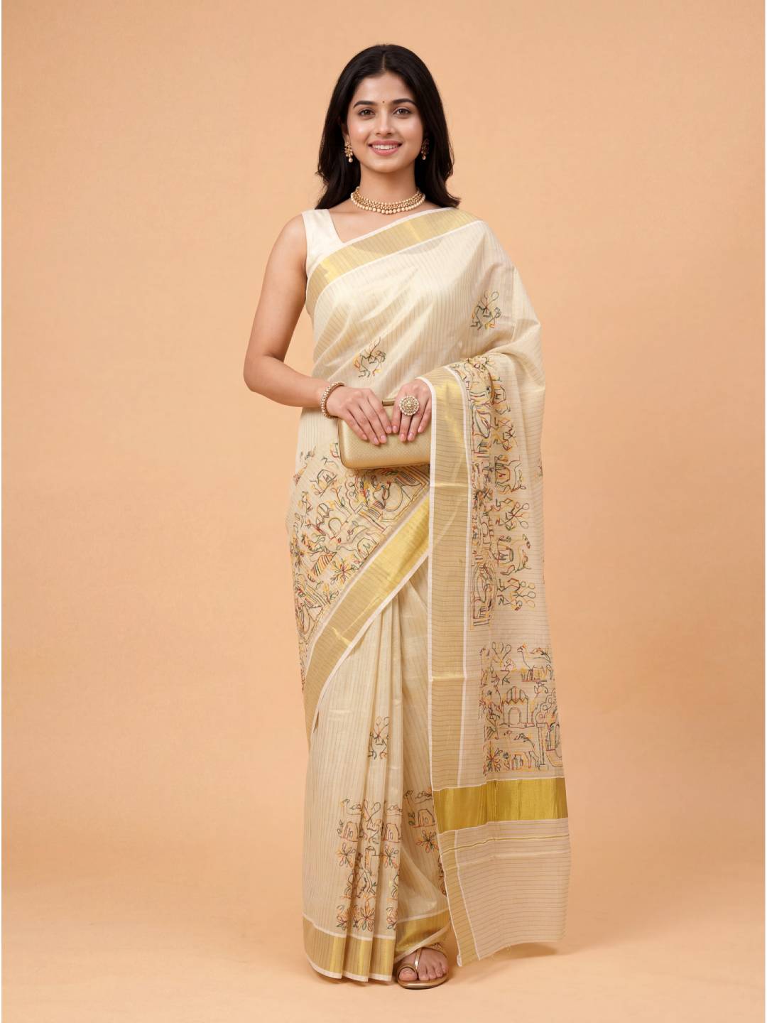 Women Tissue Full Embroidered Saree KLS23