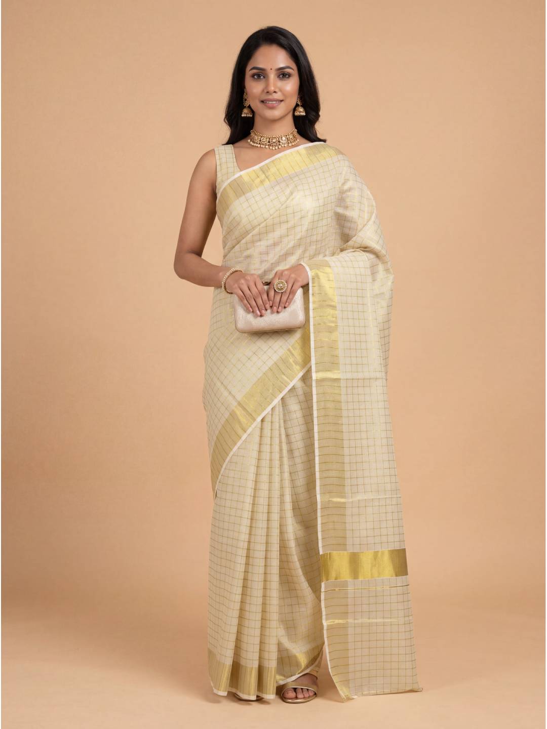 Couple Combo Gold Shirt & Dhoti Set with Saree KLS60