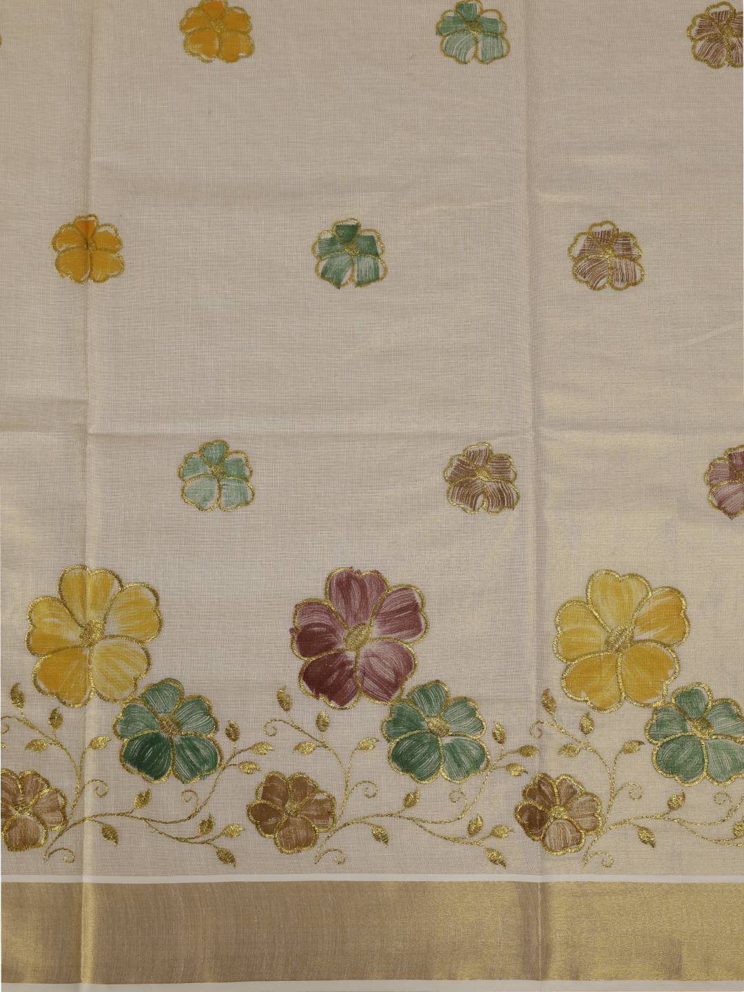 Women Tissue Embroidered and Hand Paint Saree KLS40