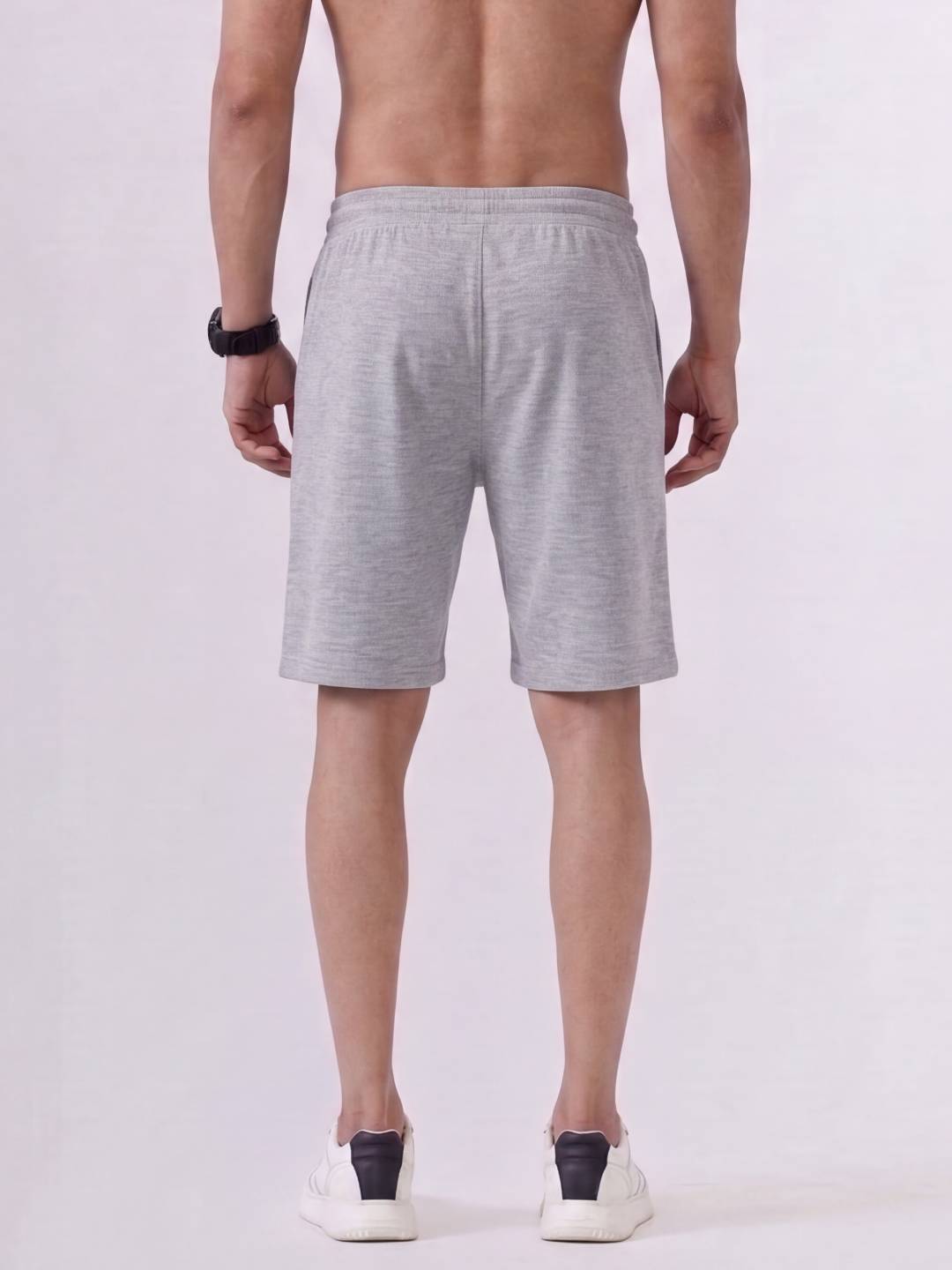 Combed Cotton Rich Grey Melange Popcorn Shorts PS3