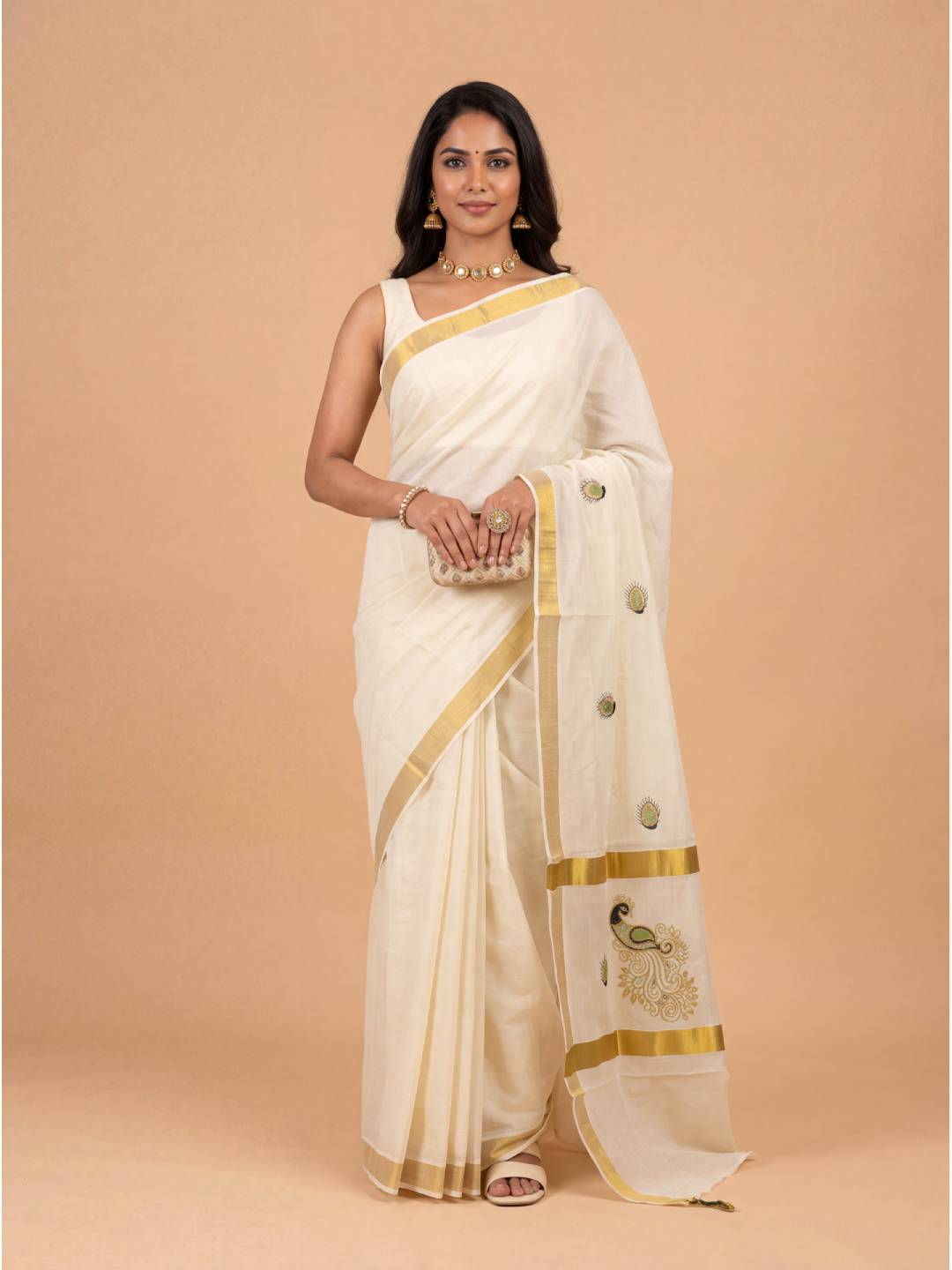 Couple Combo Gold Shirt & Dhoti Set with Saree KLS51