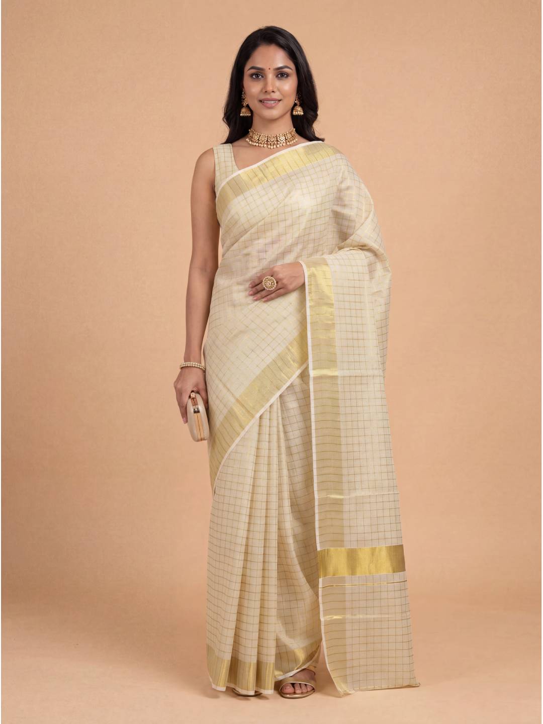 Couple Combo Gold Shirt & Dhoti Set with Saree KLS60