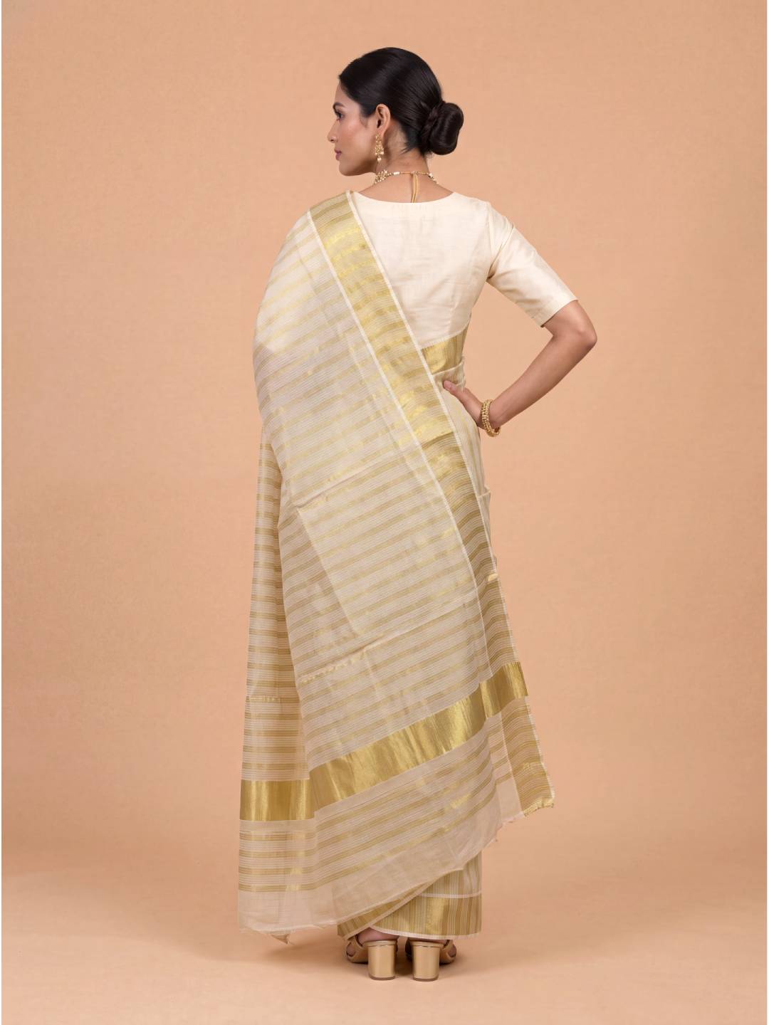 Women Tissue Gold Embroidered Saree KLS49