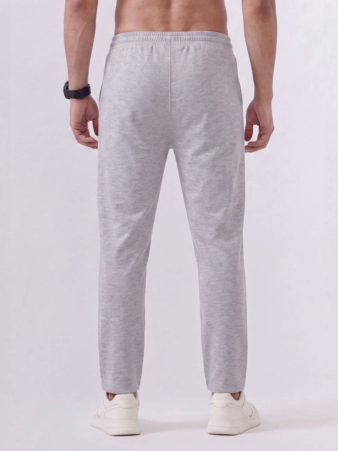 Cotton Rich Regular Fit Grey Melange Popcorn Track Pant PTK3