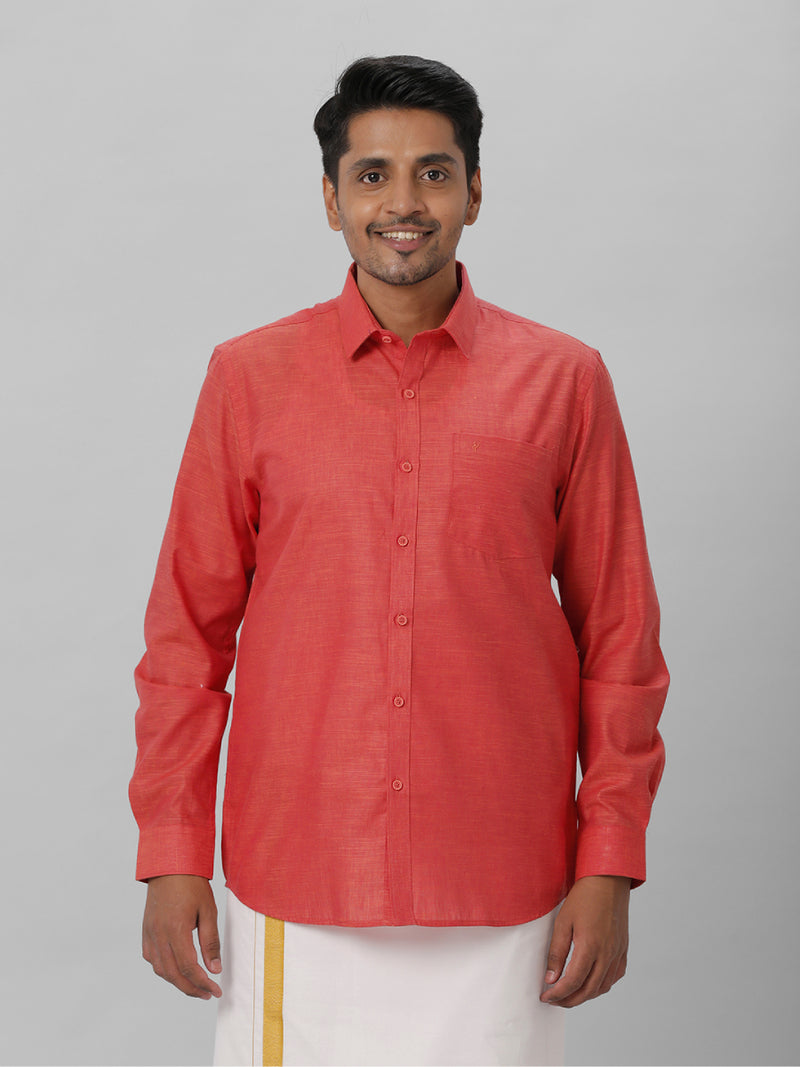 Mens Cotton Formal Red Full Sleeves Shirt T28 TD2