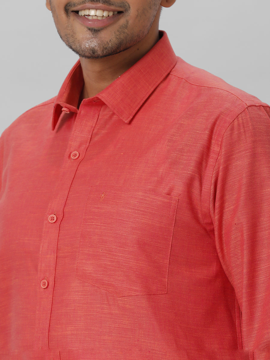 Mens Cotton Formal Red Full Sleeves Shirt T28 TD2-Zoom view