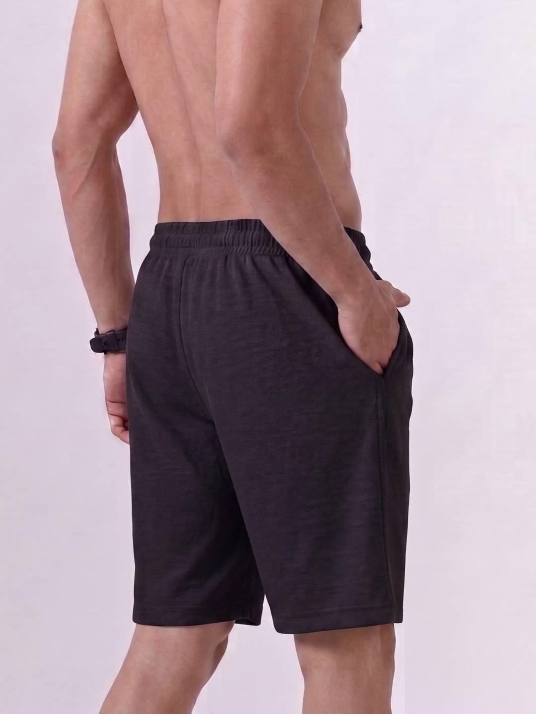 Combed Cotton Rich Black Popcorn Shorts PS5
