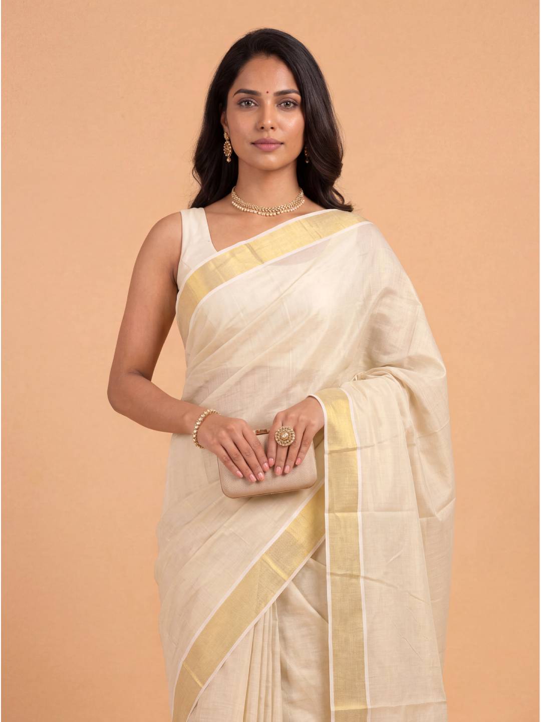 Couple Combo Gold Shirt & Dhoti Set with Saree KLS52