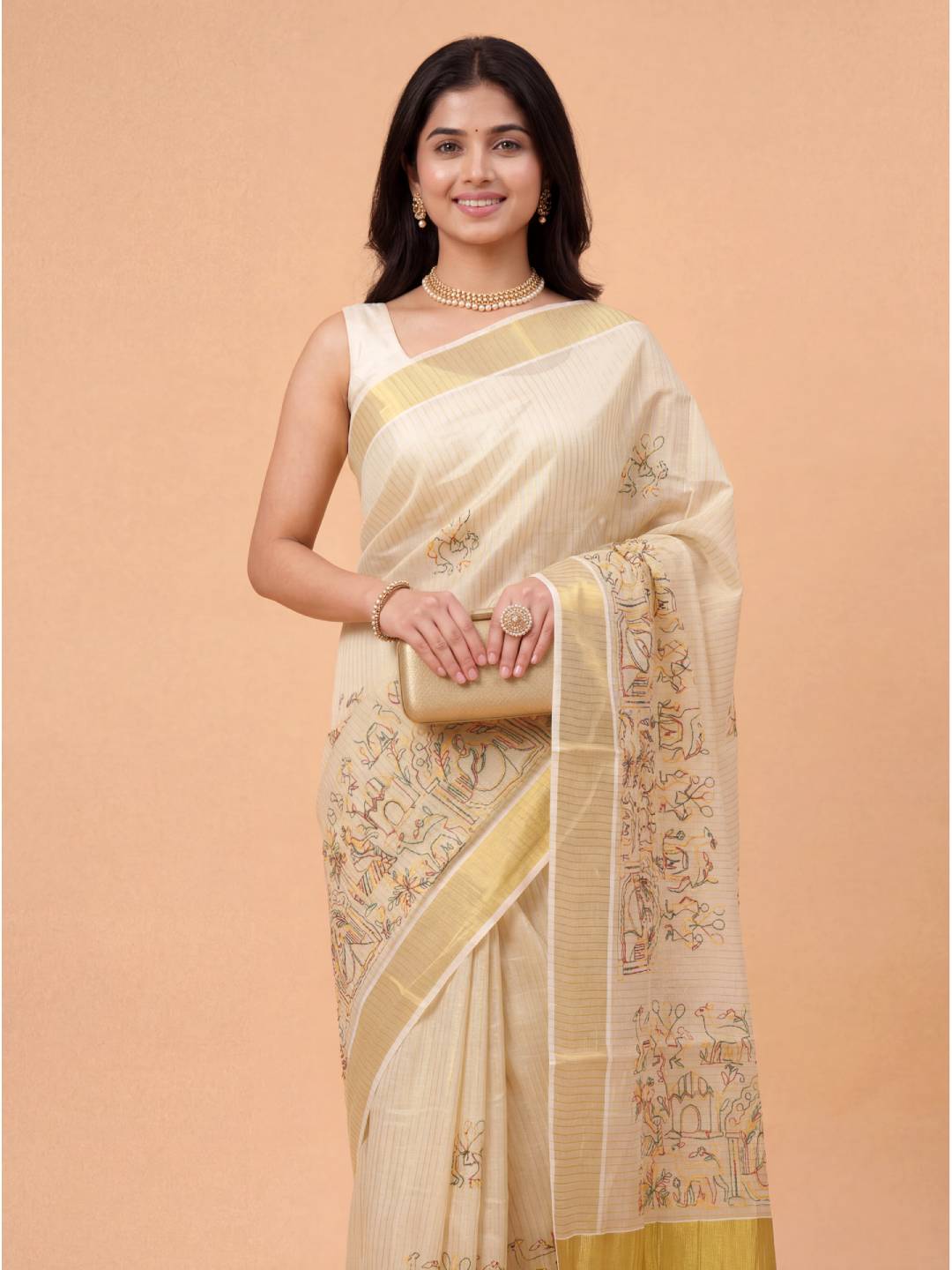 Women Tissue Full Embroidered Saree KLS23