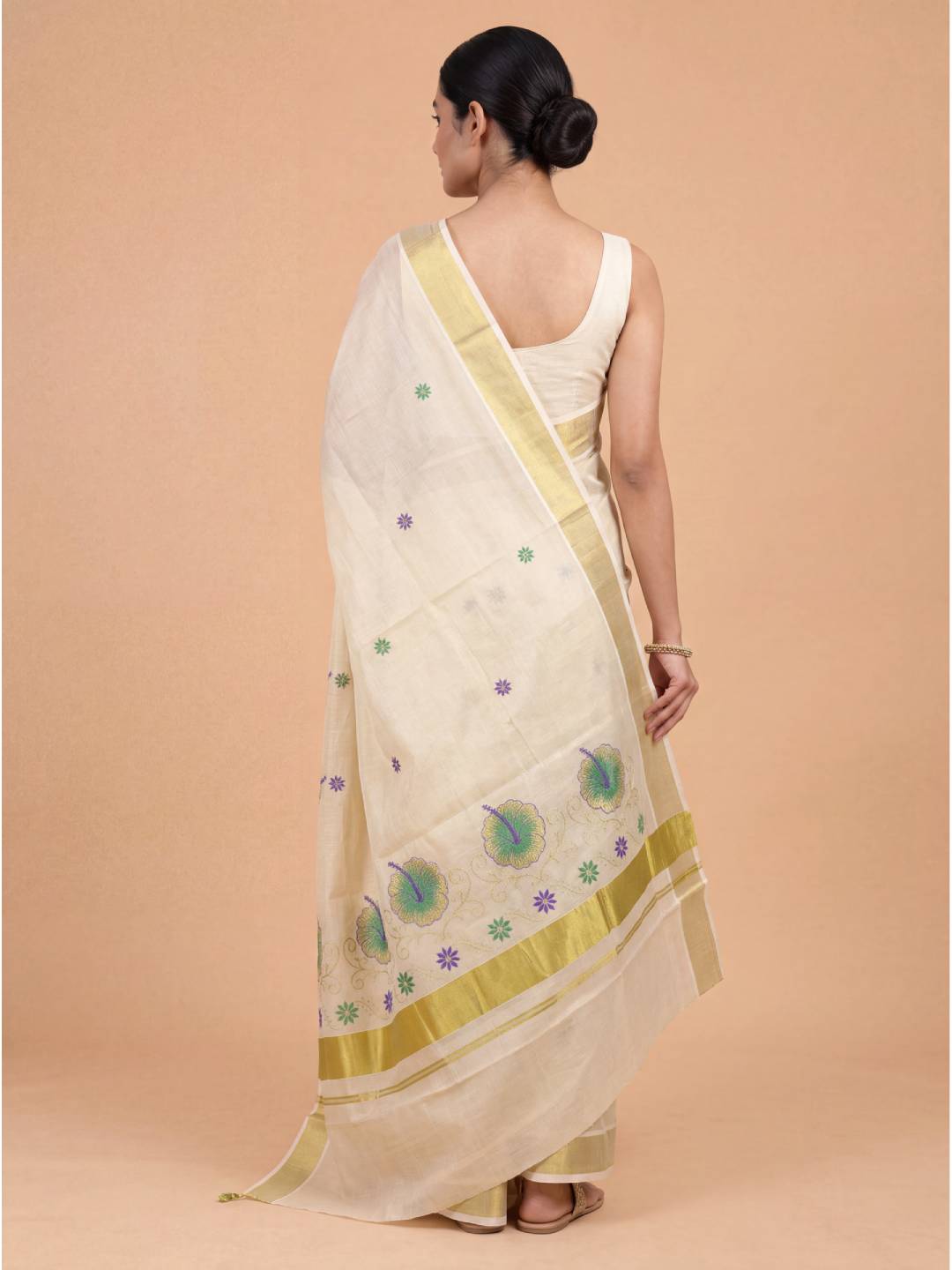 Women Tissue Gold Embroidered Saree KLS32