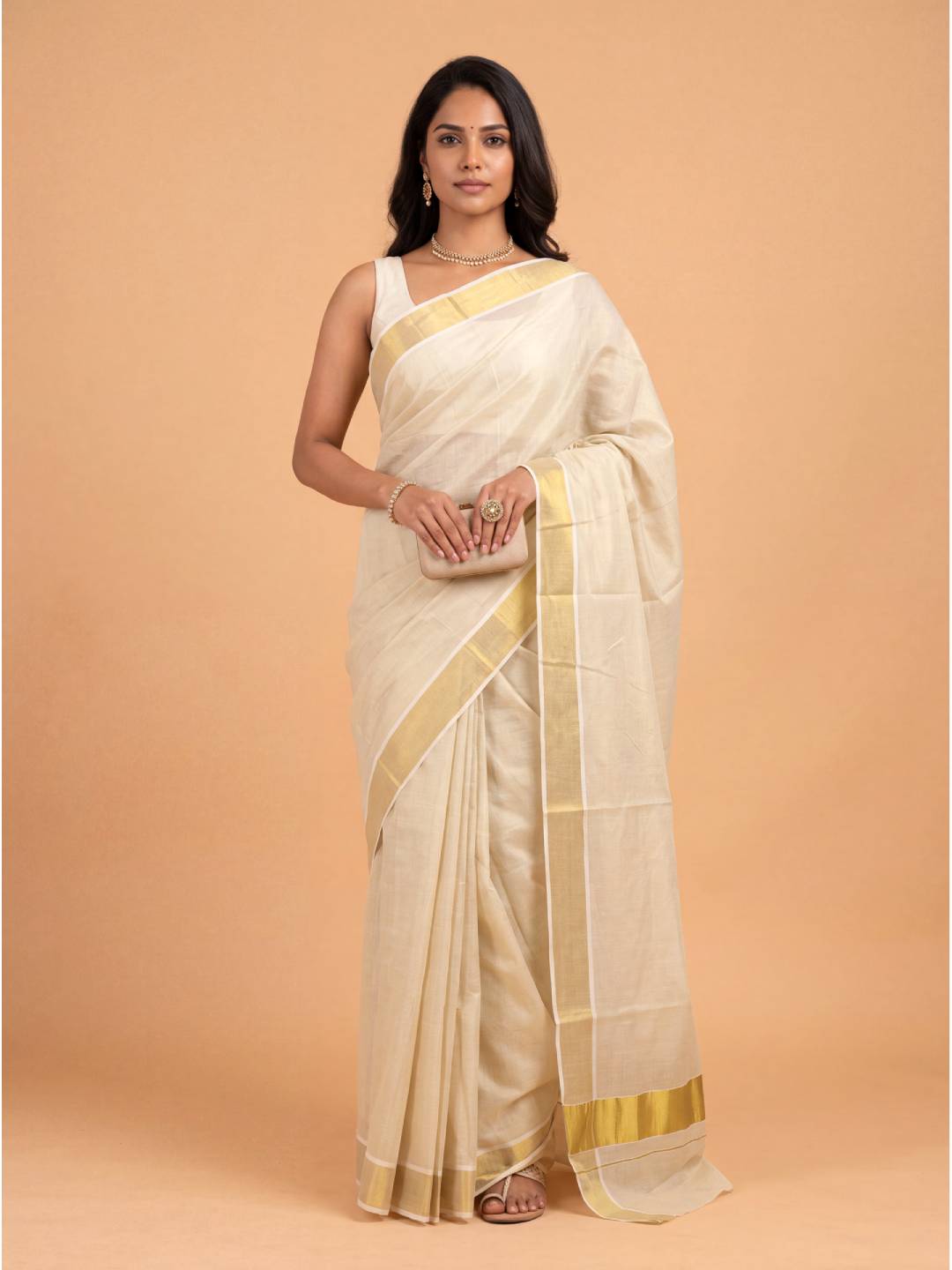 Couple Combo Gold Shirt & Dhoti Set with Saree KLS52