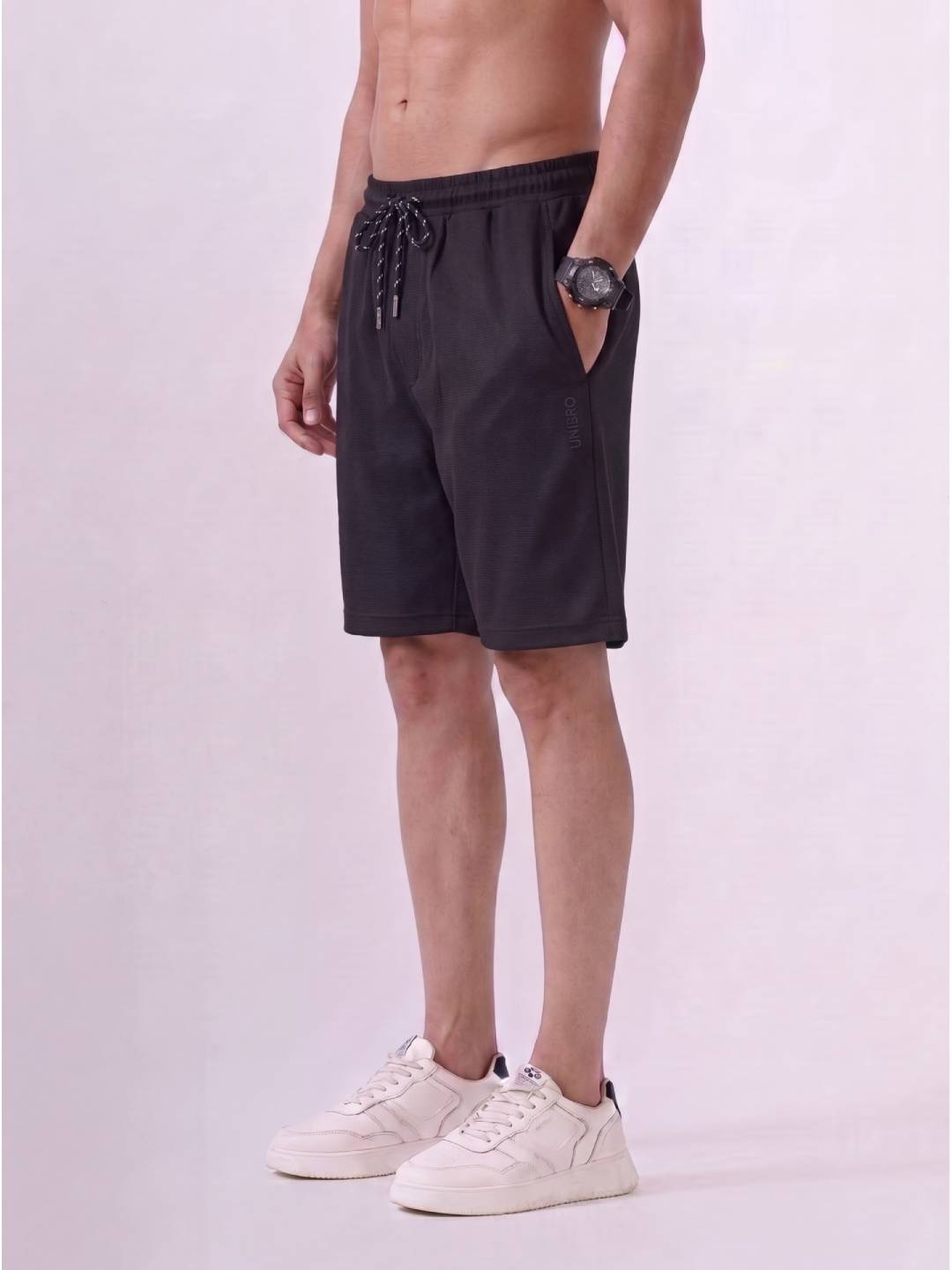 Combed Cotton Rich Black Popcorn Shorts PS5