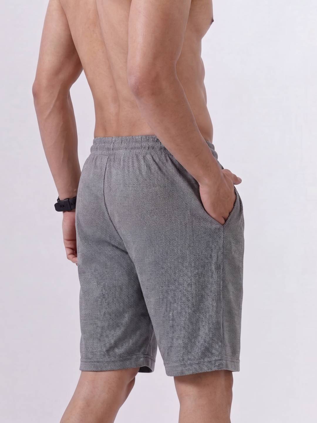Combed Cotton Rich Charcoal Melange Popcorn Shorts PS4