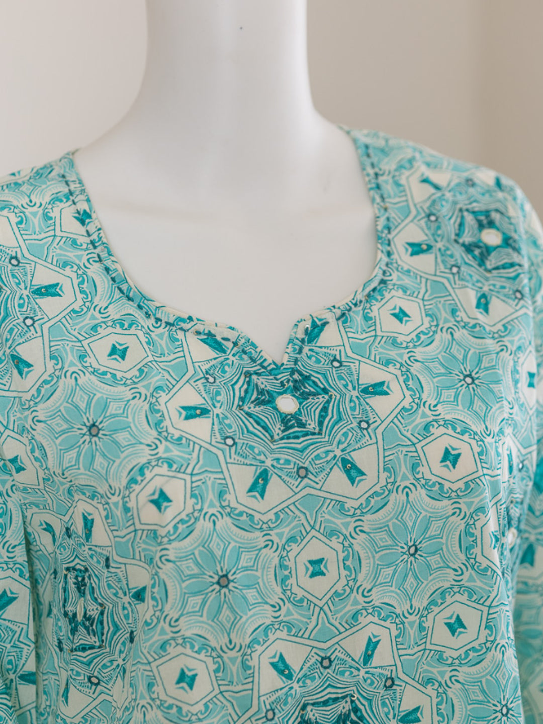 Women Blue Cotton Kurti Set EKS67