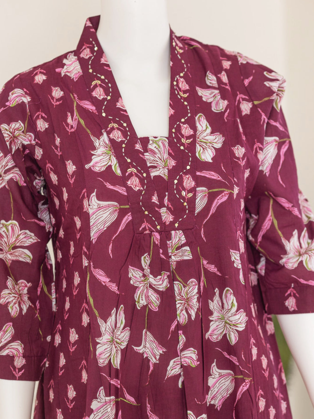 Women Grape Cotton Kurti Set EKS66