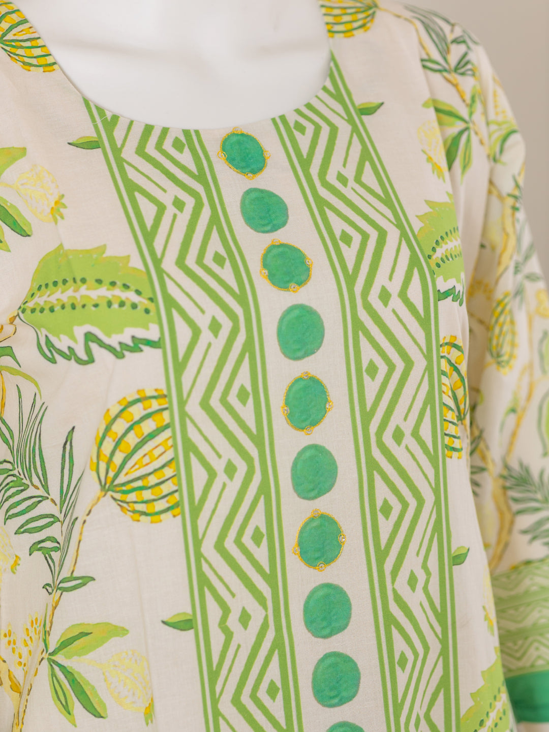 Women Green Cotton Printed Kurti Set EKS54