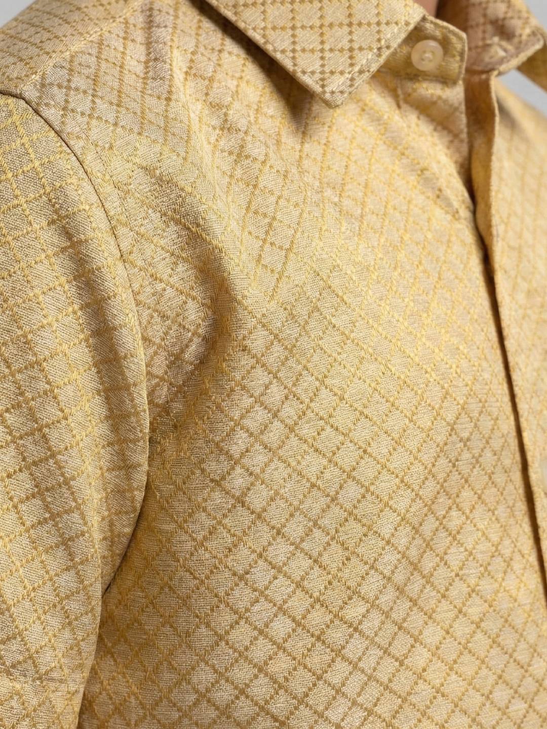 Boys Gold Tissue Jacquard Shirt with Matching Dhoti Set GDP3