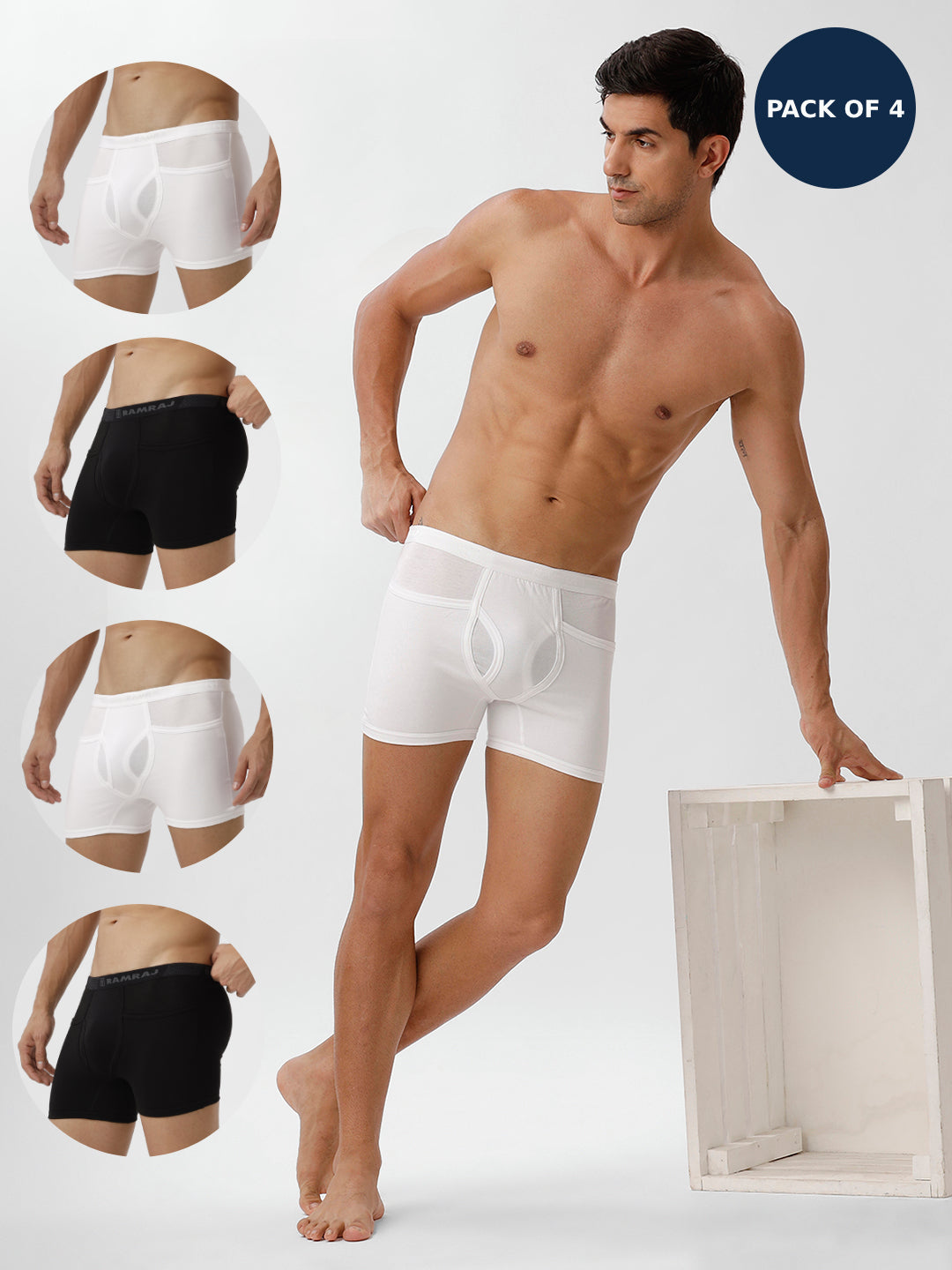 Men Trunks Black & White Combo Target (Pack of 4)