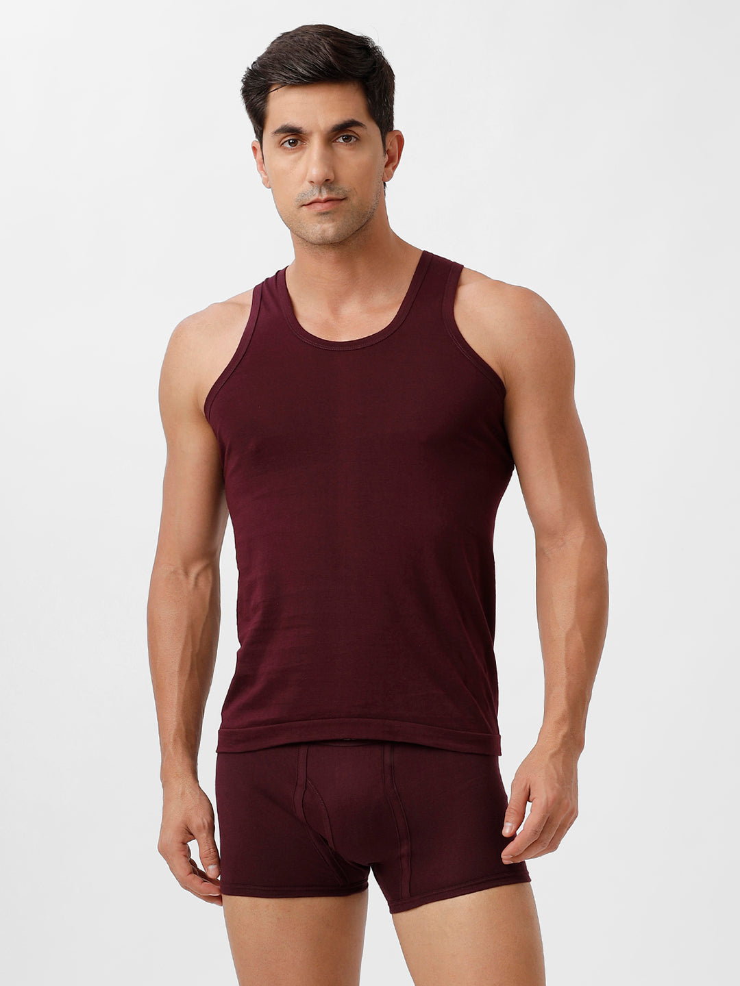 Men Vest & Without Pocket Trunk Combo Grape Wine