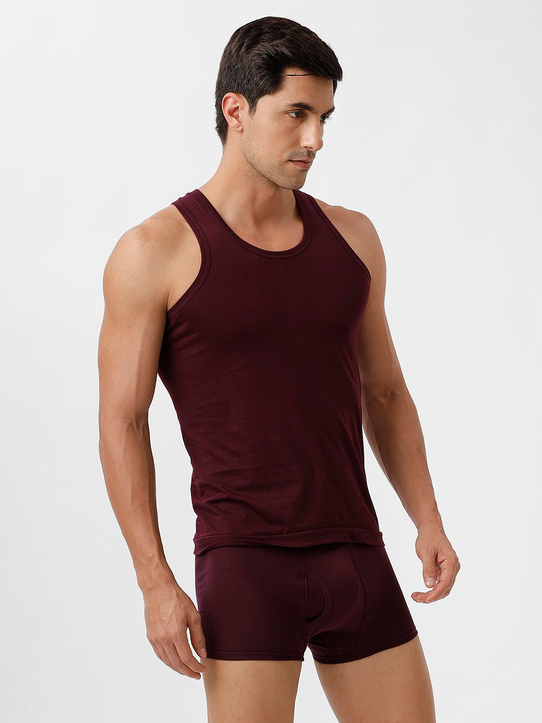 Men Vest & Without Pocket Trunk Combo Grape Wine