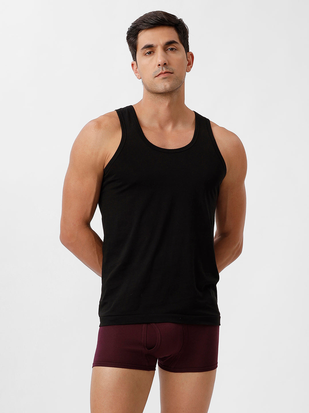 Men Black Vest & Without Pocket GrapeWine Trunk Combo